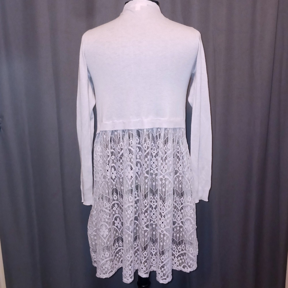 Lauren Conrad Coquette Bohemian Cottagecore Gray Lace Back Cardigan Sweater S
